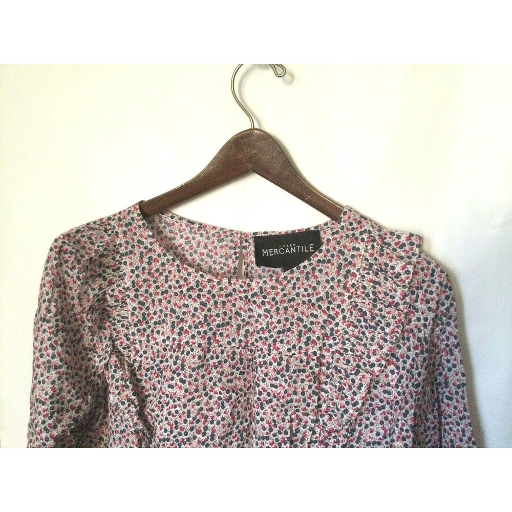 New J Crew Women's Floral Printed Ruffle Top Blouse Pink Blue Size 8 $69.5